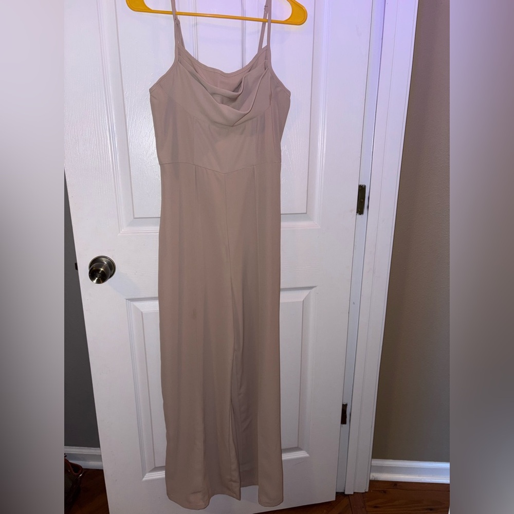 Elegant Beige Spaghetti Strap Jumpsuit